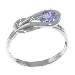 Genuine 0.65 ctw Tanzanite Ring Jewelry 14KT White Gold - REF-52Z7N