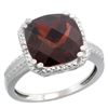 Image 1 : Natural 5.96 ctw Garnet & Diamond Engagement Ring 10K White Gold - REF-39M7H