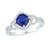 Image 1 : 1.1 CTW Princess Created Blue Sapphire Solitaire Diamond Ring 10KT White Gold - REF-24X2Y