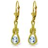 Genuine 1.30 ctw Aquamarine Earrings Jewelry 14KT Yellow Gold - REF-53Y2F