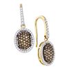 0.75 CTW Cognac-brown Color Diamond Dangle Earrings 10KT Yellow Gold - REF-41N3F
