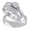 0.51 CTW His & Hers Diamond Cluster Matching Bridal Ring 10KT White Gold - REF-52K4W