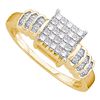 0.33 CTW Princess Diamond Cluster Bridal Engagement Ring 14KT Yellow Gold - REF-30N2F