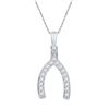 0.15 CTW Diamond Lucky Wishbone Fortune Pendant 10KT White Gold - REF-14H9M