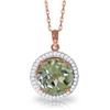 Genuine 5.2 ctw Green Amethyst & Diamond Necklace Jewelry 14KT Rose Gold - REF-70F6Z