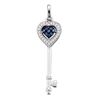 0.10 CTW Blue Color Diamond Key Love Pendant 10KT White Gold - REF-10W5K