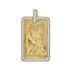 0.35 CTW Mens Diamond Liberty Statue Pendant 10KT Yellow Gold - REF-52W4K