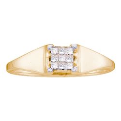 0.12 CTW Princess Diamond Square Cluster Ring 14KT Yellow Gold - REF-24F2N