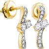 0.25 CTW Diamond 2-stone Hearts Together Stud Earrings 14KT Yellow Gold - REF-30W2K