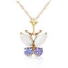 Genuine 0.70 ctw Opal & Tanzanite Necklace Jewelry 14KT Yellow Gold - REF-25N9R