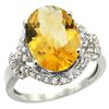 Natural 5.89 ctw citrine & Diamond Engagement Ring 14K White Gold - REF-88W8K