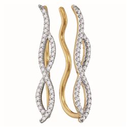 0.25 CTW Diamond Infinity Climber Earrings 10KT Yellow Gold - REF-22W4K