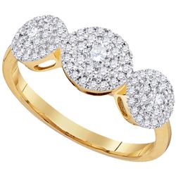 0.50 CTW Diamond Triple Cluster Fashion Ring 10KT Yellow Gold - REF-46F4N