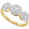0.50 CTW Diamond Triple Cluster Fashion Ring 10KT Yellow Gold - REF-46F4N