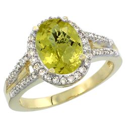Natural 2.72 ctw lemon-quartz & Diamond Engagement Ring 10K Yellow Gold - REF-44F2N