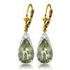 Genuine 10 ctw Green Amethyst Earrings Jewelry 14KT Yellow Gold - REF-55Y5F