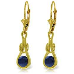 Genuine 1.30 ctw Sapphire Earrings Jewelry 14KT Yellow Gold - REF-54X5M
