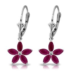 Genuine 2.8 ctw Ruby Earrings Jewelry 14KT White Gold - REF-56X3M