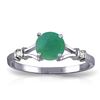 Genuine 0.62 ctw Emerald & Diamond Ring Jewelry 14KT White Gold - REF-33F6Z