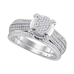 0.50 CTW Diamond Cluster Bridal Engagement Ring 10KT White Gold - REF-49X5Y