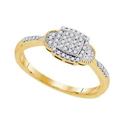 0.18 CTW Diamond Square Cluster Ring 10KT Yellow Gold - REF-22W4K