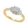 Image 1 : 0.18 CTW Diamond Square Cluster Ring 10KT Yellow Gold - REF-22W4K