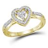 Image 1 : 0.20 CTW Diamond Heart Ring 10KT Yellow Gold - REF-22W4K