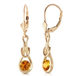 Genuine 1.30 ctw Citrine Earrings Jewelry 14KT Yellow Gold - REF-49V3W