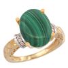 Natural 5.53 ctw Malachite & Diamond Engagement Ring 14K Yellow Gold - REF-53Y9X