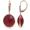 Genuine 46.15 ctw Ruby & Diamond Earrings Jewelry 14KT Rose Gold - REF-78M3T
