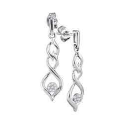 0.10 CTW Diamond Cluster Dangle Earrings 10KT White Gold - REF-19X4Y