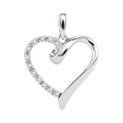 0.05 CTW Diamond Heart Love Pendant 10KT White Gold - REF-7F4N