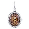 Image 1 : 1.3 CTW Cognac-brown Color Diamond Oval Cluster Pendant 10KT White Gold - REF-59N9F