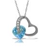 Genuine 4.6 ctw Blue Topaz & Diamond Necklace Jewelry 14KT White Gold - REF-50Y7F