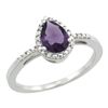 Natural 1.53 ctw amethyst & Diamond Engagement Ring 14K White Gold - REF-25N5G