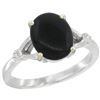 Natural 1.56 ctw Onyx & Diamond Engagement Ring 14K White Gold - REF-31R6Z