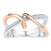 Image 1 : 0.10 CTW Diamond Spiral Strand Crossover Ring 10KT Two-tone Gold - REF-25W4K