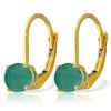 Genuine 1.20 ctw Emerald Earrings Jewelry 14KT Yellow Gold - REF-31V2W