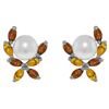 Genuine 3.25 ctw Pearl & Citrine Earrings Jewelry 14KT White Gold - REF-30P2H
