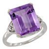 Natural 5.44 ctw amethyst & Diamond Engagement Ring 10K White Gold - REF-32V2F