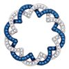 0.33 CTW Blue Color Diamond Circle Pendant 10KT White Gold - REF-19N4F