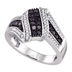 0.55 CTW Black Color Diamond Cluster Ring 10KT White Gold - REF-41M9H