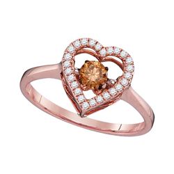 0.38 CTW Cognac-brown Color Diamond Moving Twinkle Solitaire Ring 10KT Rose Gold - REF-44H9M