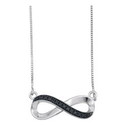0.05 CTW Black Color Diamond Infinity Pendant 10KT White Gold - REF-8F9N
