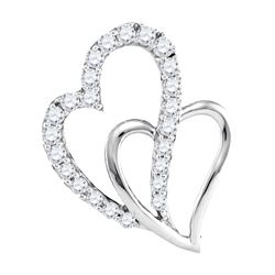 0.37 CTW Diamond Double Heart Love Pendant 10KT White Gold - REF-34M4H