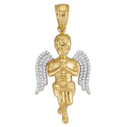 0.25 CTW Mens Diamond Praying Angel Charm Pendant 10KT Yellow Gold - REF-44H9M