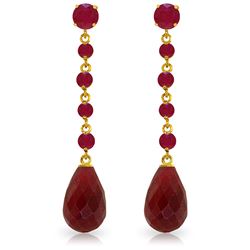 Genuine 31.6 ctw Ruby Earrings Jewelry 14KT Yellow Gold - REF-55F2Z