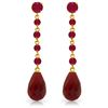 Genuine 31.6 ctw Ruby Earrings Jewelry 14KT Yellow Gold - REF-55F2Z