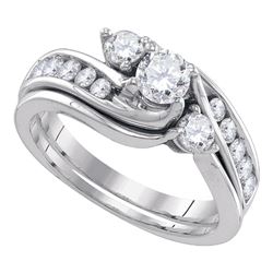 1 CTW Diamond 3-stone Bridal Engagement Ring 14KT White Gold - REF-157H5M