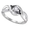 0.31 CTW Diamond Solitaire Black-Bridal Engagement Ring 10KT White Gold - REF-22W4K